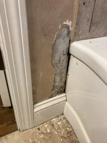Northfield Handyman Services repaired this wall adjacent to a tub in Haverhill, MA.

