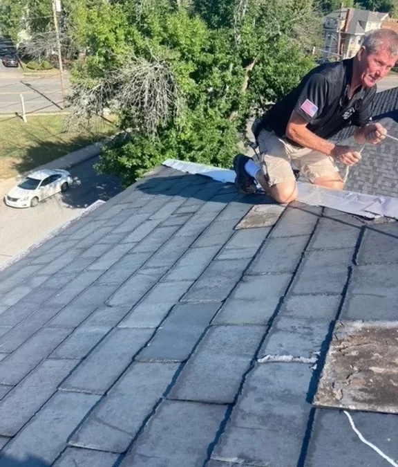 Slate Roof Repair in Haverhill, MA.