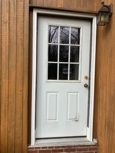 Northfield Handyman Services replaced the trim around this exterior door in North Reading, MA. 