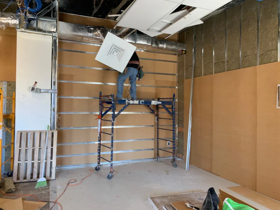 For this commercial job in Lawrence, MA, We furnished sound attenuation for the workspace.

