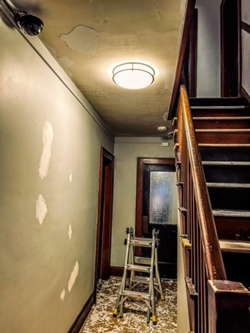 Before we repaired and restored this hallway in Salem, MA